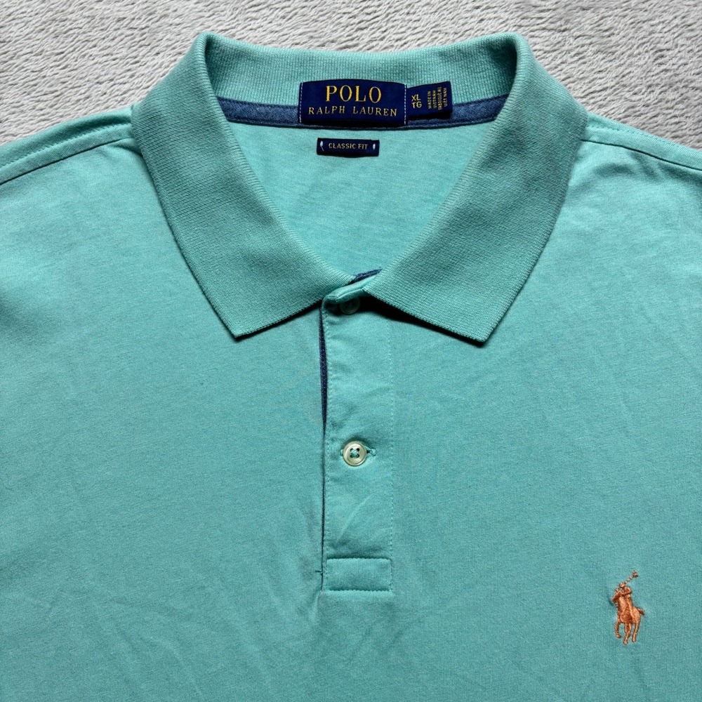 Polo Ralph Lauren Polo Shirt Mens XL Classic Fit Turquoise Short Sleeve EUC